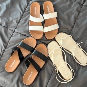 Set of 3 Women's Sandals - Black and White Size 8, 8 1/2, and 9.